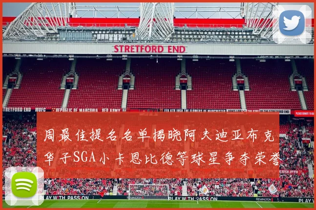 周最佳提名名单揭晓阿夫迪亚布克华子SGA小卡恩比德等球星争夺荣誉